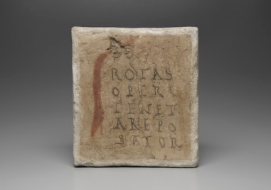 The Sator Square from Dura Europos (c. 165-256 CE) is now at the Yale University Art Gallery. Photo is in the Public Domain. 